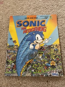 Vintage 90s Retro Sonic The Hedgehog Look and Find Softcover Book - Foto 1 di 6