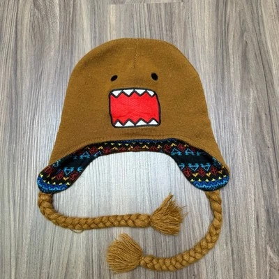 Boné Domo Kun gorro caçador abas de orelha tranças reversíveis asteca raro adulto - Imagem 1 de 4