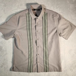 Axist Shirt Mens Medium Gray Cuban Guayabera Chacabana Striped Sopranos - Picture 1 of 10