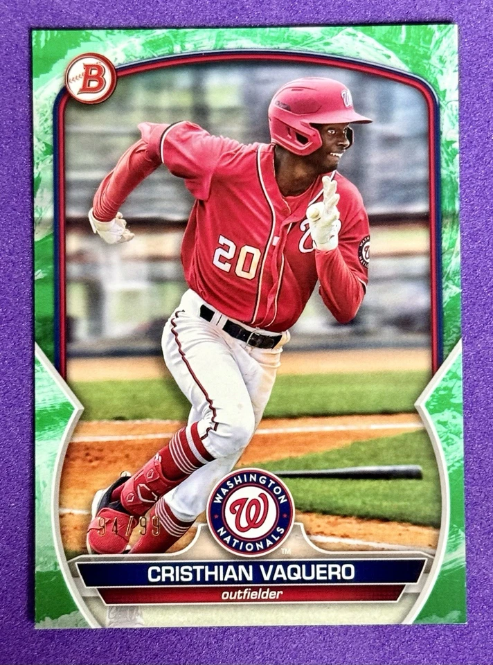 2023 Bowman #BP-54 Cristhian Vaquero Prospects Green Pattern #/99 - Image 1 of 1