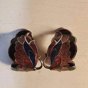 Hermosos Pendientes Clip Mariposa Abstracto Esmalte D17 - Imagen 1 de 10