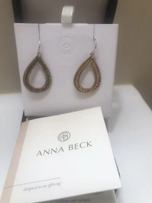 Brincos Anna Beck SS pontilhados em forma de gota de lágrima levantada excelente estado - Imagem 1 de 4