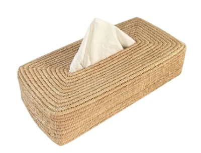 Genuine Moroccan Raffia Tissue Box | 24cm | Handmade | Fairly Traded  - Image 1 of 4