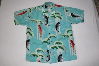 Camisa Hawaiana Avanti Seda Cuello Lazo Para Hombres S Koi Carpa Pez Bolsillo Rara Foto 1 de 4
