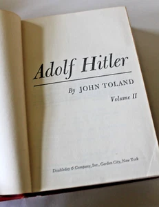 John Toland 1976 Adolf Hitler Volume 2 Hardcover Doubleday - Foto 1 di 12
