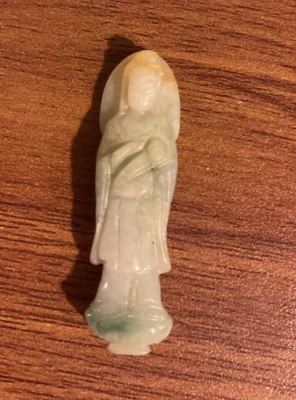 1 1/2 inch Chinese antique jade Buddha pendant - Image 1 of 4