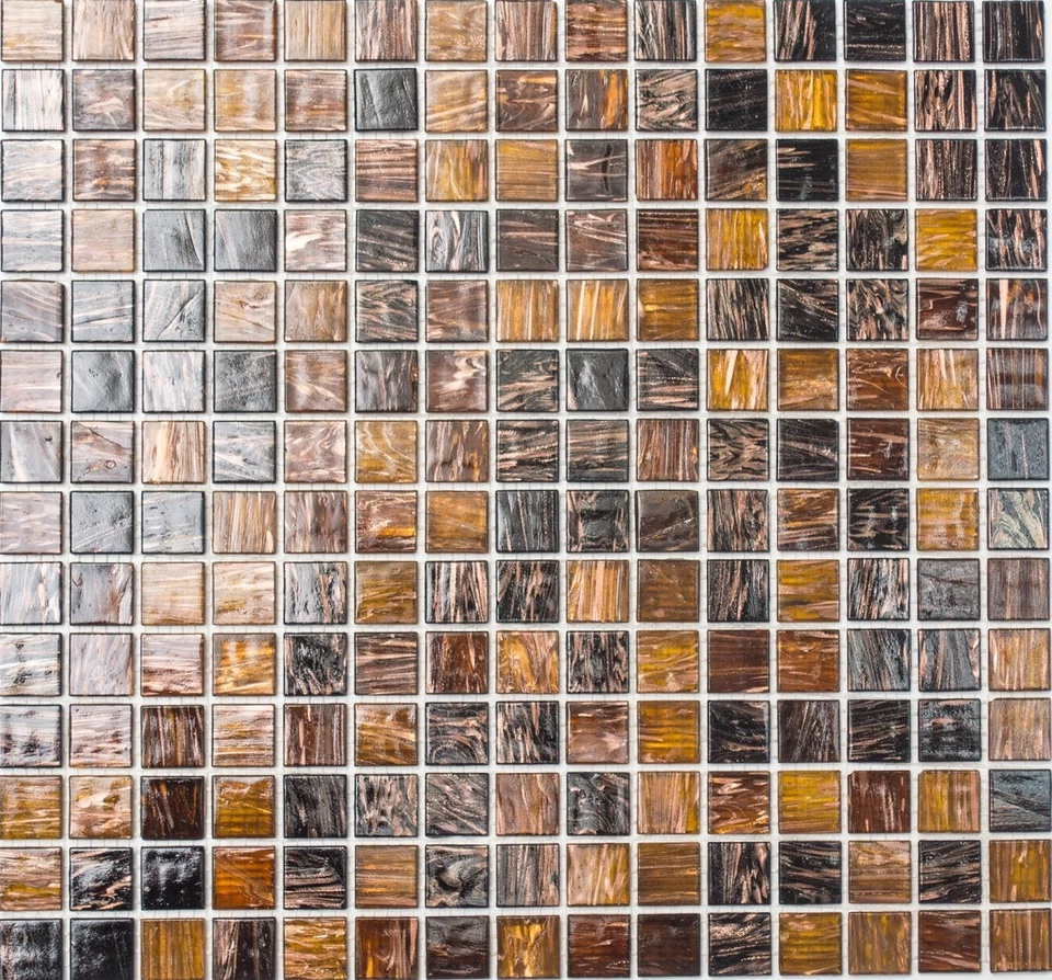 Mosaico piastrella vetro marrone bronzo muro cucina bagno: 54-1306 I 1 foglio - Immagine 1 di 1