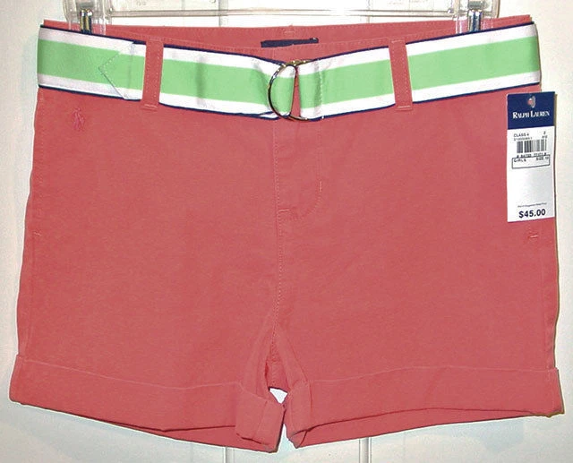PANTALONES CORTOS RALPH LAUREN NIÑAS COLOR CORAL CON CINTURÓN TALLA 7 NUEVOS CON ETIQUETAS Foto 1 de 1