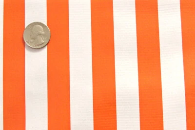 ORANGE STRIPE VINYL OILCLOTH TABLECLOTHS DINING KITCHEN PATIO 6 SIZE 48x48-108 - Image 1 of 3