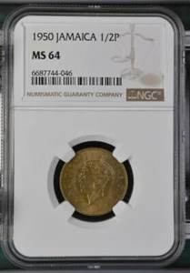 Jamaica 1/2 Penny 1950 NGC MS 64 - Picture 1 of 2