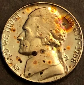 1968-S JEFFERSON NICKEL - MONTICELLO BACK - MS BU - TONED - 7 - Picture 1 of 2