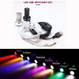 USB Mini LED Spotlight 1W DC5V Surface Mounted For Display Cabinet Showcase - Picture 1 of 20
