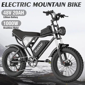 Electric Bike 20"Fat Tire Moto 1000W 48V Battery 30MPH 7 Speed for Adult - Picture 1 of 11