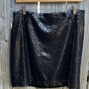 New White House Black Market Black Sequined Mini Skirt MSRP $120 Size 10 Party - Picture 1 of 10