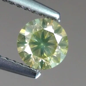0,62 kt 5,4 mm runde unbehandelte ausgefallene gelblich grüne natürliche lose Diamanten - Bild 1 von 4