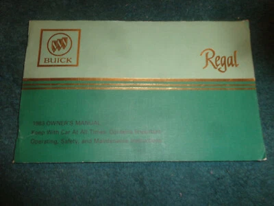 1983 BUICK REGAL OWNER'S MANUAL / ORIGINAL GUIDE BOOK - Image 1 of 4