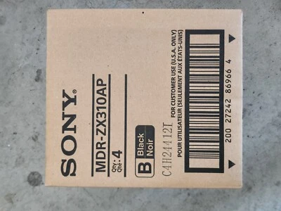 4件装-MDR-ZX310AP索尼ZX立体声耳机带麦克风-黑色  — 第 1/3 张图片