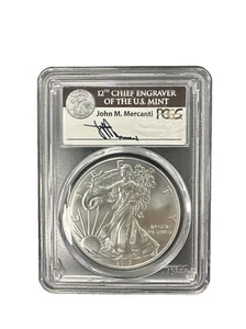 2017 W PROOF SILVER EAGLE PCGS PR70 DCAM FDOI MERCANTI label - Picture 1 of 2