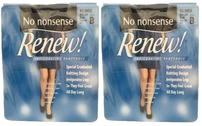 2 PARES Pantimedias Vigorizantes No Nonsense Renew NEGRO MEDIANOCHE Talla B Todo Transparente Foto 1 de 2