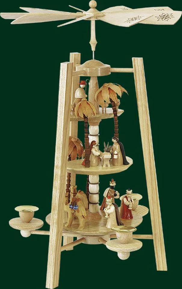 Campana Pirámide Nacimiento de Cristo Arte Popular Natural NUEVO Erzgebirge 15918 Foto 1 de 1