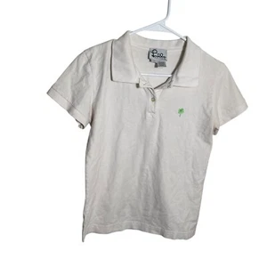 Vintage Lilly Pulitzer Shirt Girl's Medium White Polo Short Sleeve Solid Top - Picture 1 of 8