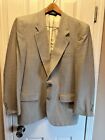 Vtg. Burberry's Pure Silk Beige Houndstooth Plaid Sport Coat Made In Usa
