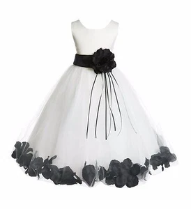 Wedding Pageant Floral Rose Petals Ivory Flower Girl Dress Tulle Princess Kids - Picture 1 of 31
