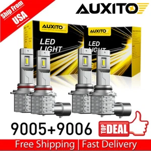 4X Auxito 9005 9006 LED Combo Headlight Bulbs High Low Beam Kit Xenon White Lamp - Picture 1 of 11