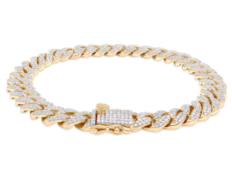 Pulseira masculina 5 quilates Miami Curb Cuban Link moissanita 9 mm prata esterlina 925 - Imagem 1 de 3