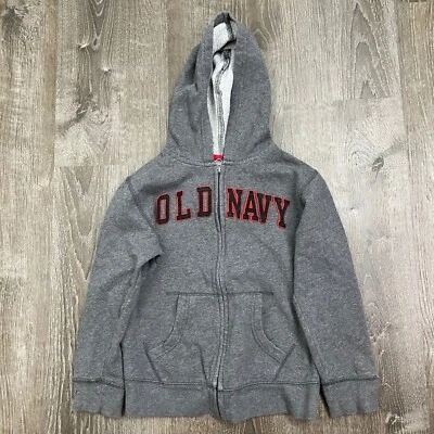 Suéter con Capucha Antiguo Azul Marino para Niños Cremallera Completa Gris Oscuro Logo Bolsillo Talla 6-7 Pequeño Foto 1 de 4