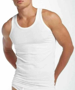 100% Cotton Mens Vests Sleeveless Summer Tank Top Gym Pack Plain 3, 6 & 12 Pack - Picture 1 of 7