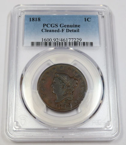 1818 PCGS F Detail | Classic Head Large Cent - 1c US Coin #41609A Cover