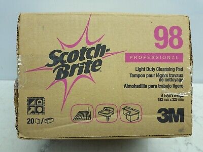 BOX Of 20 ~ 3M™ Scotch Brite™ Scouring Pad 98, 6  X 9 , White • 48.74£