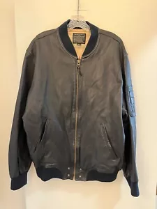 Avirex - Intermediate MA-1 Modified Air Force, Black Leather Bomber Jacket, XL - Picture 1 of 13
