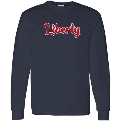 Liberty Flames Basic Script - University Long Sleeve Unisex T-Shirt - Navy - Image 1 of 4