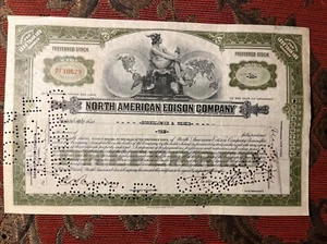 1927 North American Edison Company 10 Shares Stock Certificate - Picture 1 of 5