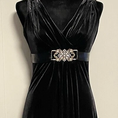 Scarlet Night Black Velvet Holiday Dress Size 4 Jeweled Fit Flare Cocktail Class - Image 1 of 4