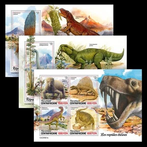Extinct Reptiles MNH Stamps 2023 Central African M/S + 2 S/S - Picture 1 of 4