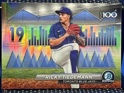 2024 Bowman Chrome RICKY TIEDEMANN Top 100 #19 Blue Jays Refractor - Image 1 of 2