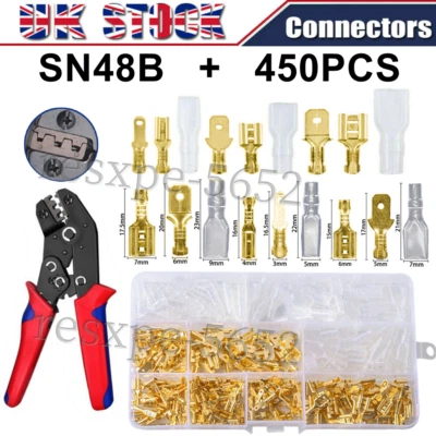 450X Assortment Spade Male Female Terminals Electrical Wire Crimp Connectors Kit