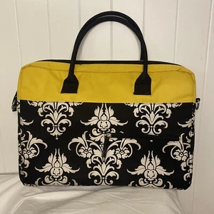 Jackie Jacqueline Savage McFe Laptop Travel Handbag Canvas Travel Yellow Black - Photo 1/6