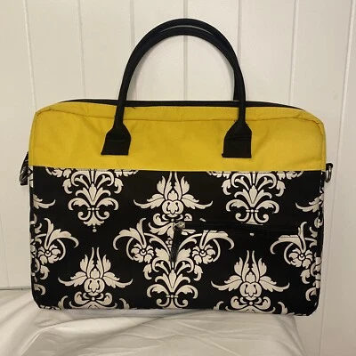 Bolso de mano de viaje Jackie Jacqueline Savage McFe para computadora portátil de lona amarillo negro Foto 1 de 4