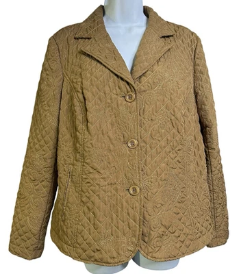 Chaqueta acolchada ligera con botones RQT Petite para mujer talla PL marrón Foto 1 de 4