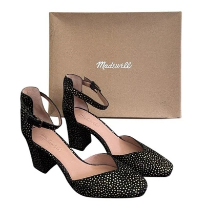 Sandalia de Tacón Alto Madewell The Dove en Pelo de Becerro Punto Metálico Talla 7.5 Nueva En Caja Foto 1 de 4