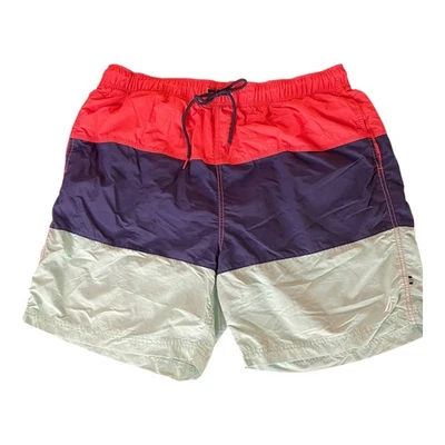 Bermuda de natação masculina Nautica bloco de cores cordão bolsos forrados casuais - Imagem 1 de 4