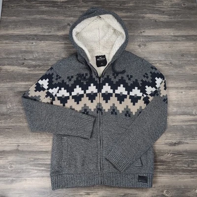 De Colección Hollister Suéter Adulto M Sudadera con Capucha Chaqueta Cremallera Completa Pesada Sherpa BOHO Y2K Foto 1 de 4