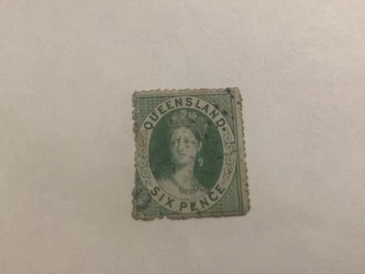 Queensland 1860-81 6d Green Chalon usado luz cancelar Foto 1 de 2