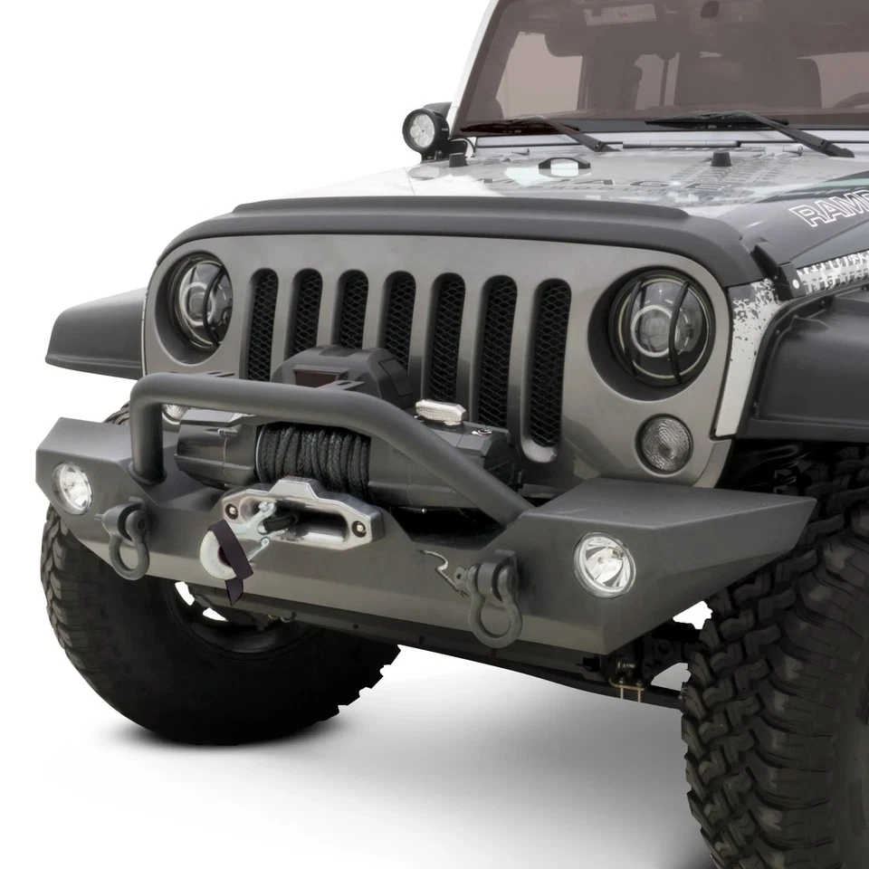 For Jeep Wrangler 07-24 Rampage Rock Rage Full Width Black Front Winch HD Bumper Foto 1 de 2