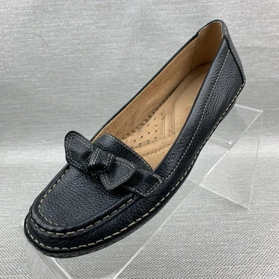 Naturalizer Levity Loafers Flats Black Leather Bow Round Apron Toe Size 6.5M - Image 1 of 4