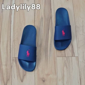 NWT Polo RALPH LAUREN Slide Sandal Men's Signature Pony Navy - Picture 1 of 9